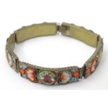 Grand Tour Jewellery : A 19thC bracelet formed from 4 panels set with micro mosaic detail. Approx 7"