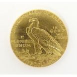 A 1915 gold five dollar Indian Head coin. Approx. weight 8.36g Please Note - we do not make