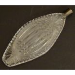 An 18th / 19thC cut glass scent bottle, of ovoid shape with facets, beading and fan decoration, with