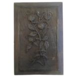 A late 19th / early 20thC carved panel with a stylised depictions of fruiting pomegranate. Approx.
