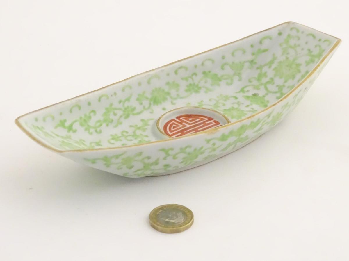 A Chinese standish / inkstand dish of oblong form, decorated with scrolling flowers and foliage - Image 18 of 20