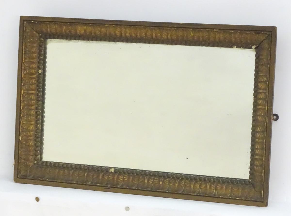 An early / mid 20thC rectangular mirror with a moulded surround and beadwork decoration. 23 1/2" - Image 4 of 7