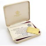 A cased 22ct gold postage stamp ingot by Hallmark Replicas, limited edition (593 of 3,000),