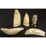 A quantity of 19thC marine ivory items, to include worked carved examples to include animals such as