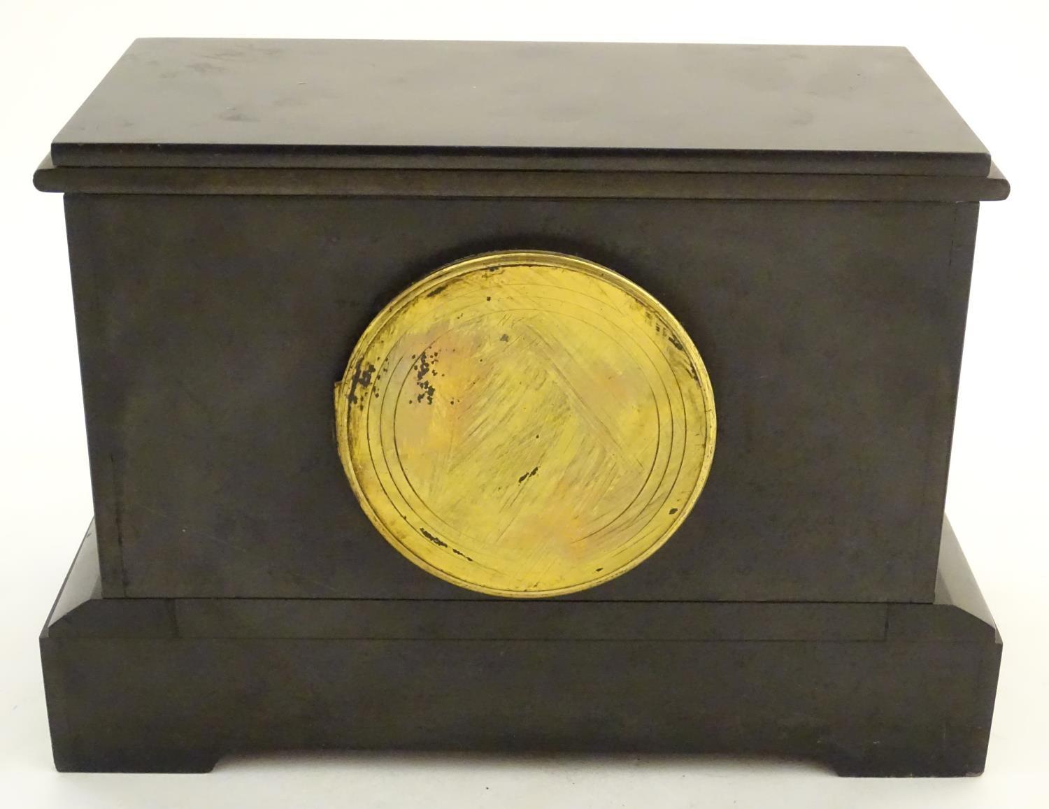 A 19thC slate and marble cased mantel clock, the cylinder movement by Thieble, with gilt - Image 23 of 26