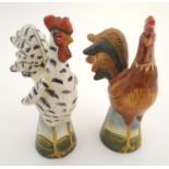 Two Continental hand painted salt and pepper shakers / pepperettes formed as chickens / cockerels.