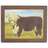 C. L. Barrington, XIX, English School, Oil on canvas laid on board, A naive portrait of a prize bull