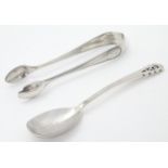 Silver sugar tongs hallmarked Sheffield 1892 maker Cooper Brothers & Sons Ltd together with a silver