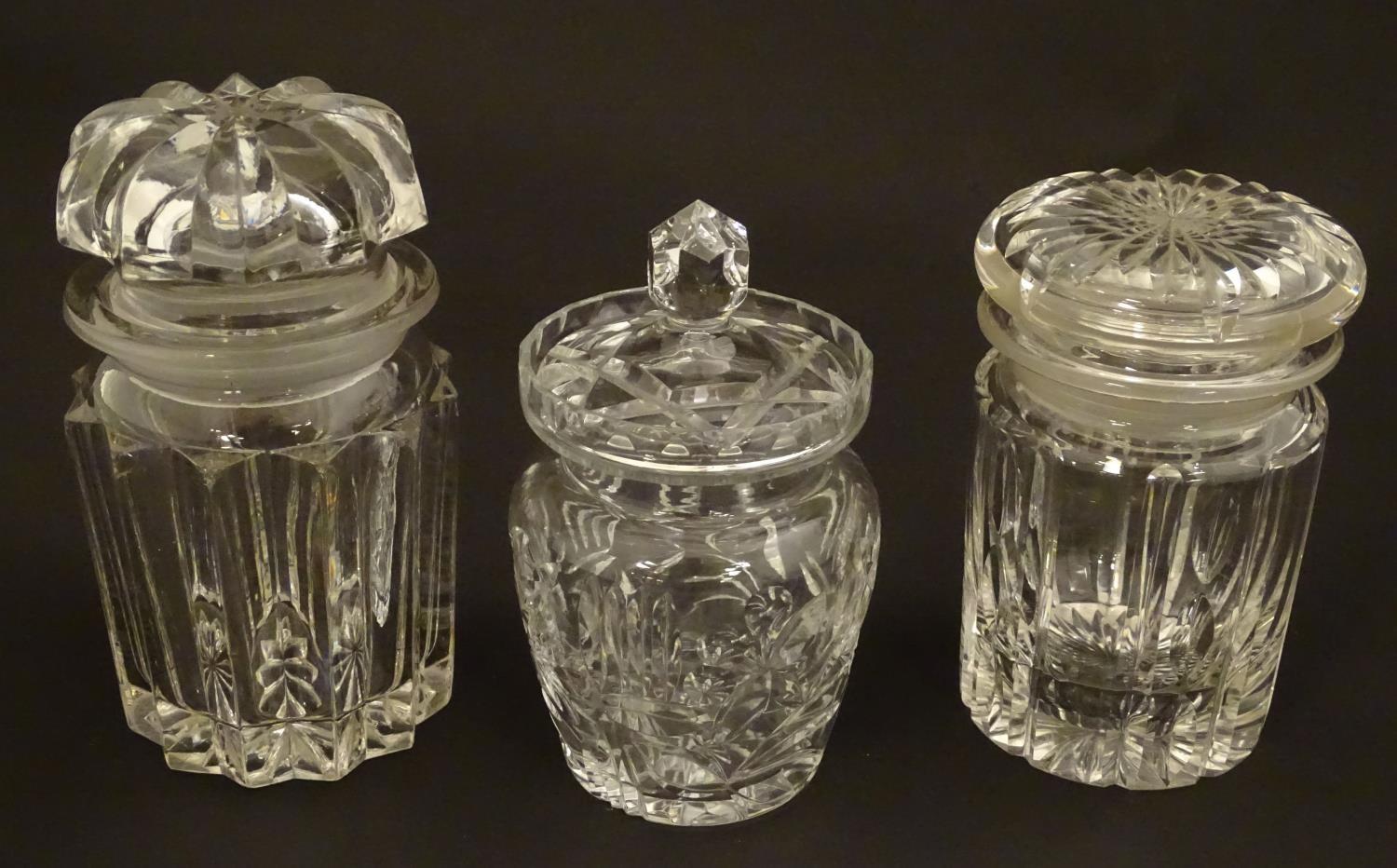 Assorted 19thC / 20thC glass pickle / preserve jars The largest 6" tall (3) Please Note - we do - Image 7 of 23