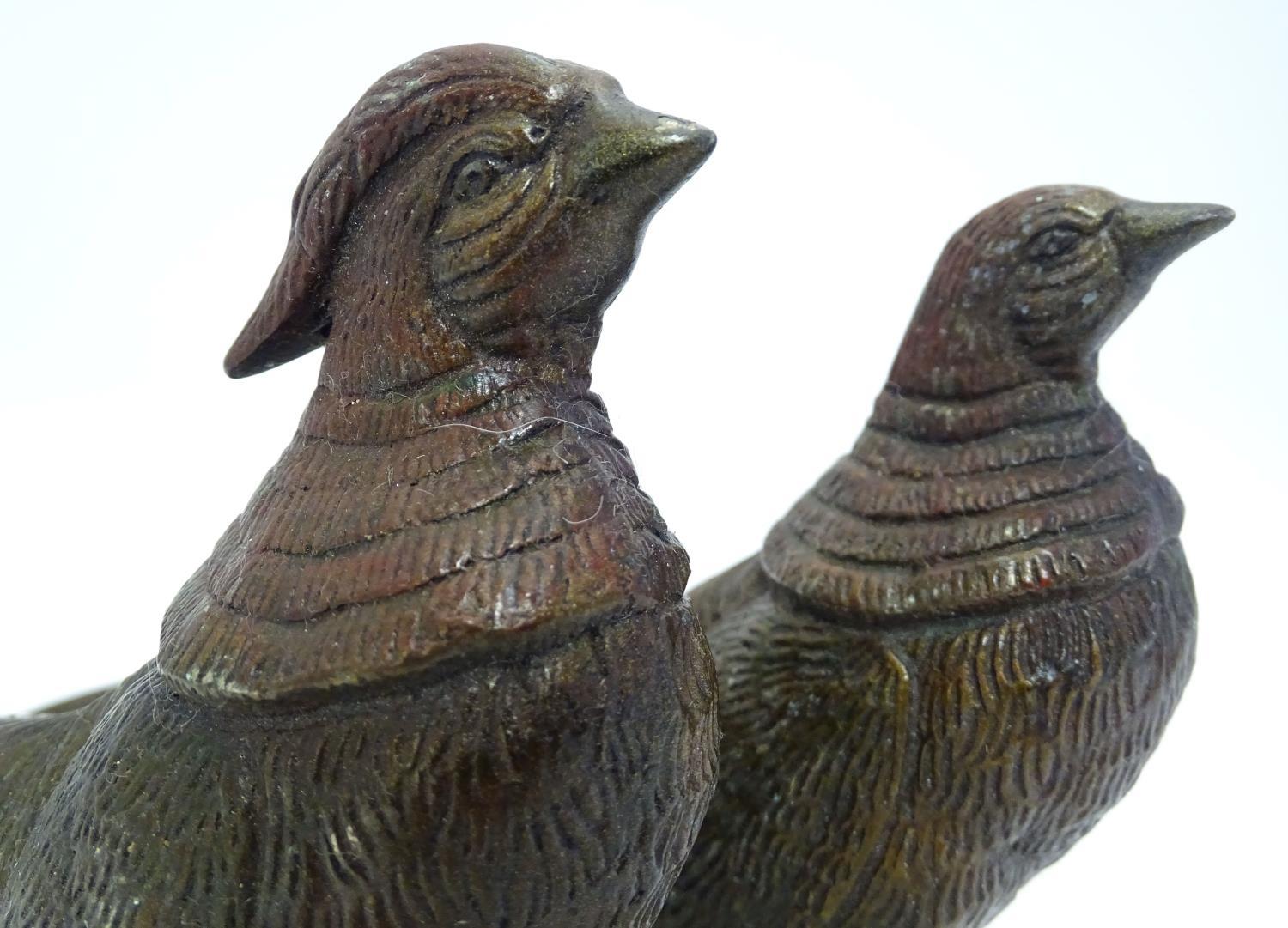 A pair of cast menu holders formed as Lady Amherst pheasants. Largest approx. 11" long Please Note - - Image 14 of 22