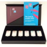 A boxed set of six .999 silver ingots, commemorating the 2012 London XXX Olympic Games, number