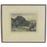 Percy Hague Jowett, XX, English School, Watercolour, A hilly landscape with rocky outcrops. Signed
