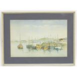 H J Dowling, XX, Irish School, Watercolour, Fishing boats in a harbour, Donegal. Signed lower