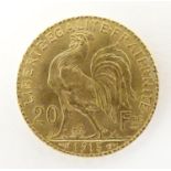 A French Republic 20 franc gold coin, 1913, approx. 6.45g Please Note - we do not make reference