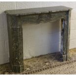 Garden & Architectural, Salvage: a Victorian green/black/white marble mantle, the uprights with