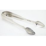 George IV Scottish silver sugar tongs with shell nips, Hallmarked Glasgow 1822 maker Philip