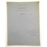 A mid 20thC music score, Genesis, for tenor or soprano voice, 4 trombones and piano, by Alfred