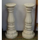 Garden & Architectural: a pair of late-19thC white marble sectional columns, the bases with carved