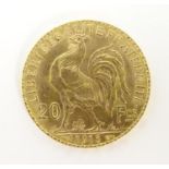 A French Republic 20 franc gold coin, 1913, approx. 6.45g Please Note - we do not make reference