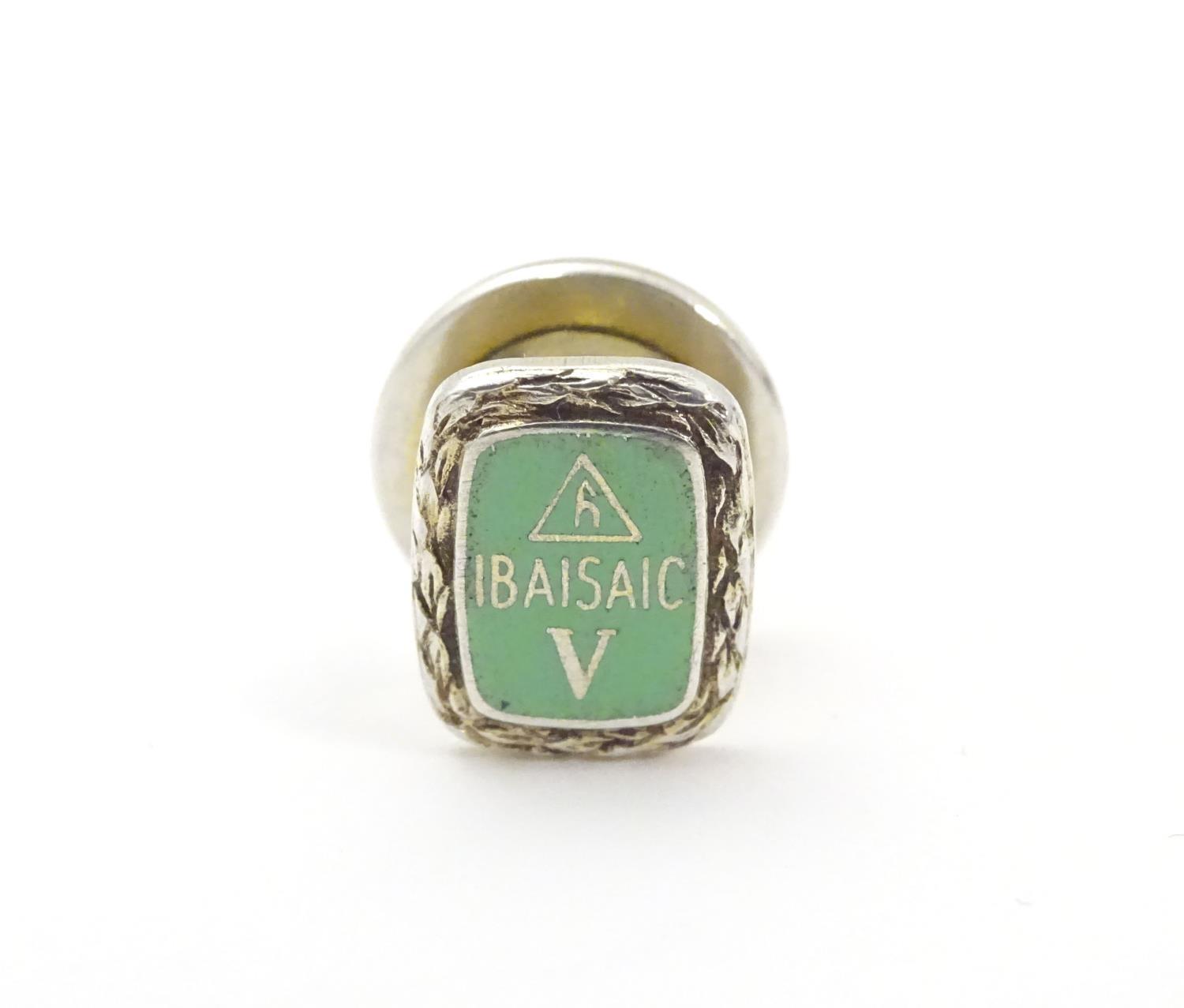 Vintage Adverting: A silver enamelled lapel pin / badge with green enamel decoration marked - Image 2 of 17