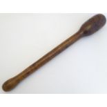 A George III treen hardwood cudgel / truncheon / tipstaff incised G III R. Approx. 21" long.