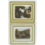 A pair of Victorian opalotypes with oil highlights, depicting Oxfordshire scenes, Magdalen Bridge