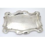 A silver tray with shaped border hallmarked Birmingham 1906 maker W G Keight & Co. 12" x 9" (350g)