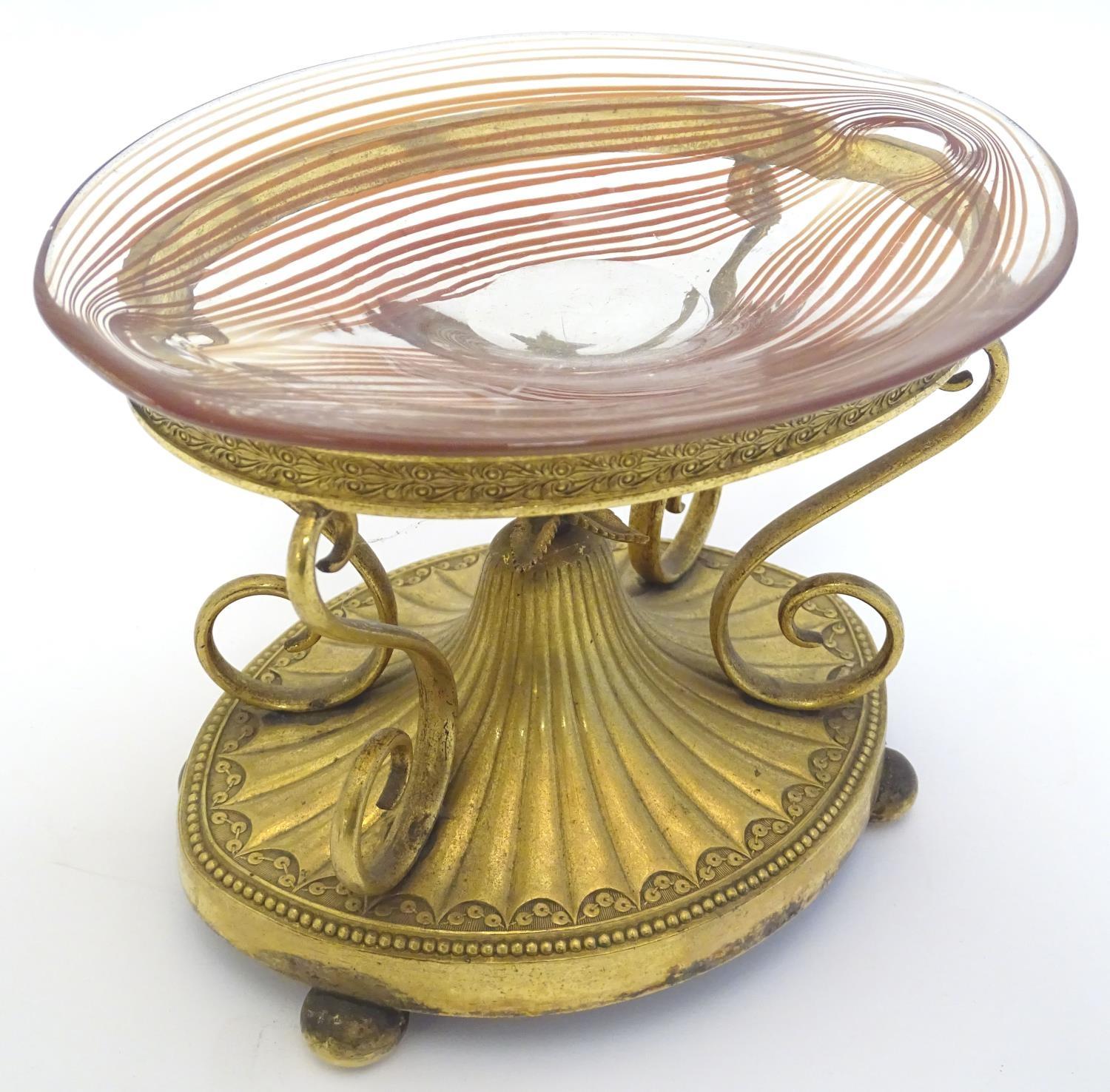 A c.1903 Elkington & Co. gilt metal oval centrepiece stand with scrolling decoration and central - Image 6 of 22