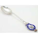 A silver souvenir / commemorative teaspoon with enamel decoration to handle for No. Field Company,