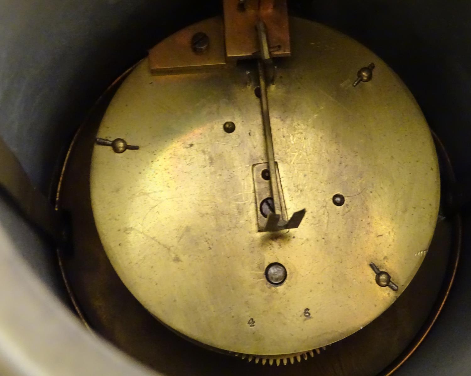 A 19thC slate and marble cased mantel clock, the cylinder movement by Thieble, with gilt - Image 2 of 26