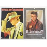 Two official pictorial David Bowie calendars, 1984 and 1987, published by Danilo and Stenton, each