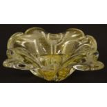 A mid-20thC Murano art glass dish, of handkerchief form with gold fleck decoration. 5 1/2" wide