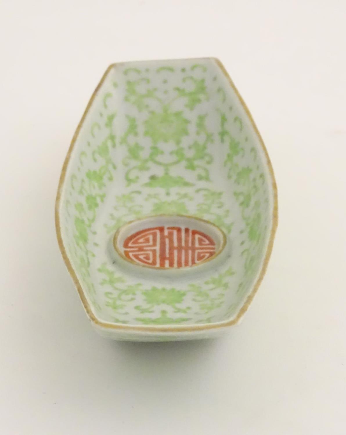 A Chinese standish / inkstand dish of oblong form, decorated with scrolling flowers and foliage - Image 15 of 20