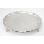 A silver salver, hallmarked Sheffield 1933, James Dixon & Sons 10 1/2" diameter Please Note - we