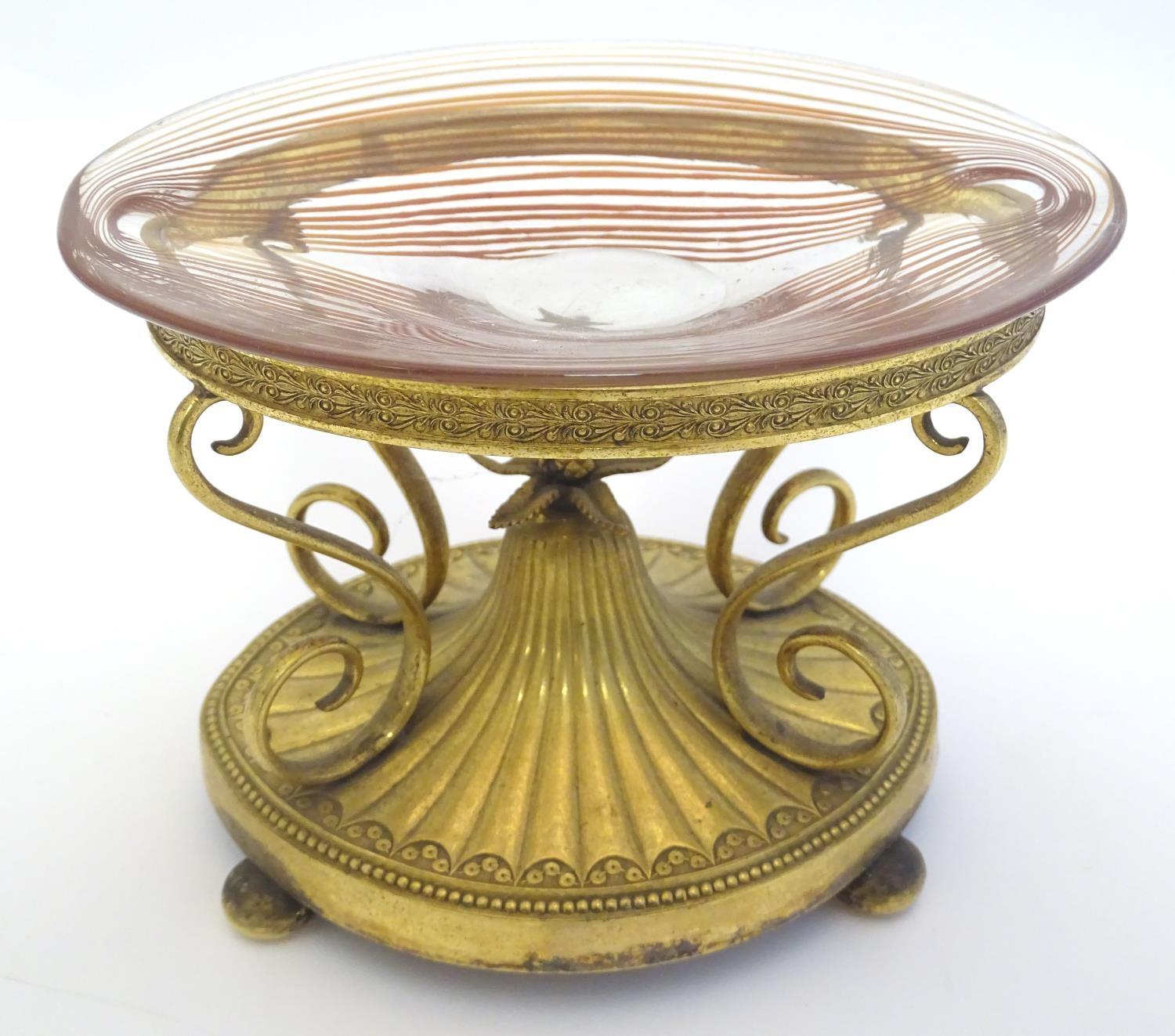 A c.1903 Elkington & Co. gilt metal oval centrepiece stand with scrolling decoration and central - Image 8 of 22