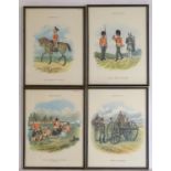 Militaria: a set of four polychrome prints, 'Military Types' numbers 6 (2nd Dragoon Guards), 45 (