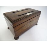 A 19thC correspondence box, of rosewood construction with foliate boxwood inlays, the top with