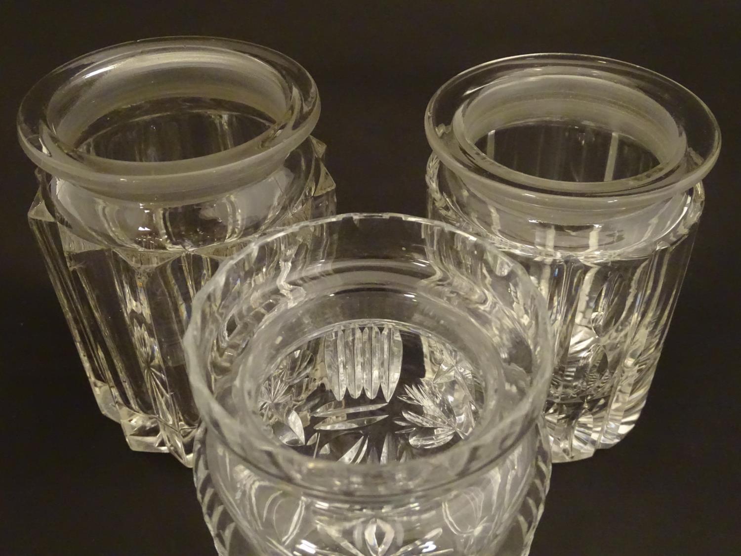 Assorted 19thC / 20thC glass pickle / preserve jars The largest 6" tall (3) Please Note - we do - Image 18 of 23