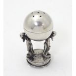 A Russian silver Judaica besamim / balsaminka spice holder, the spice ball supported by two bowing