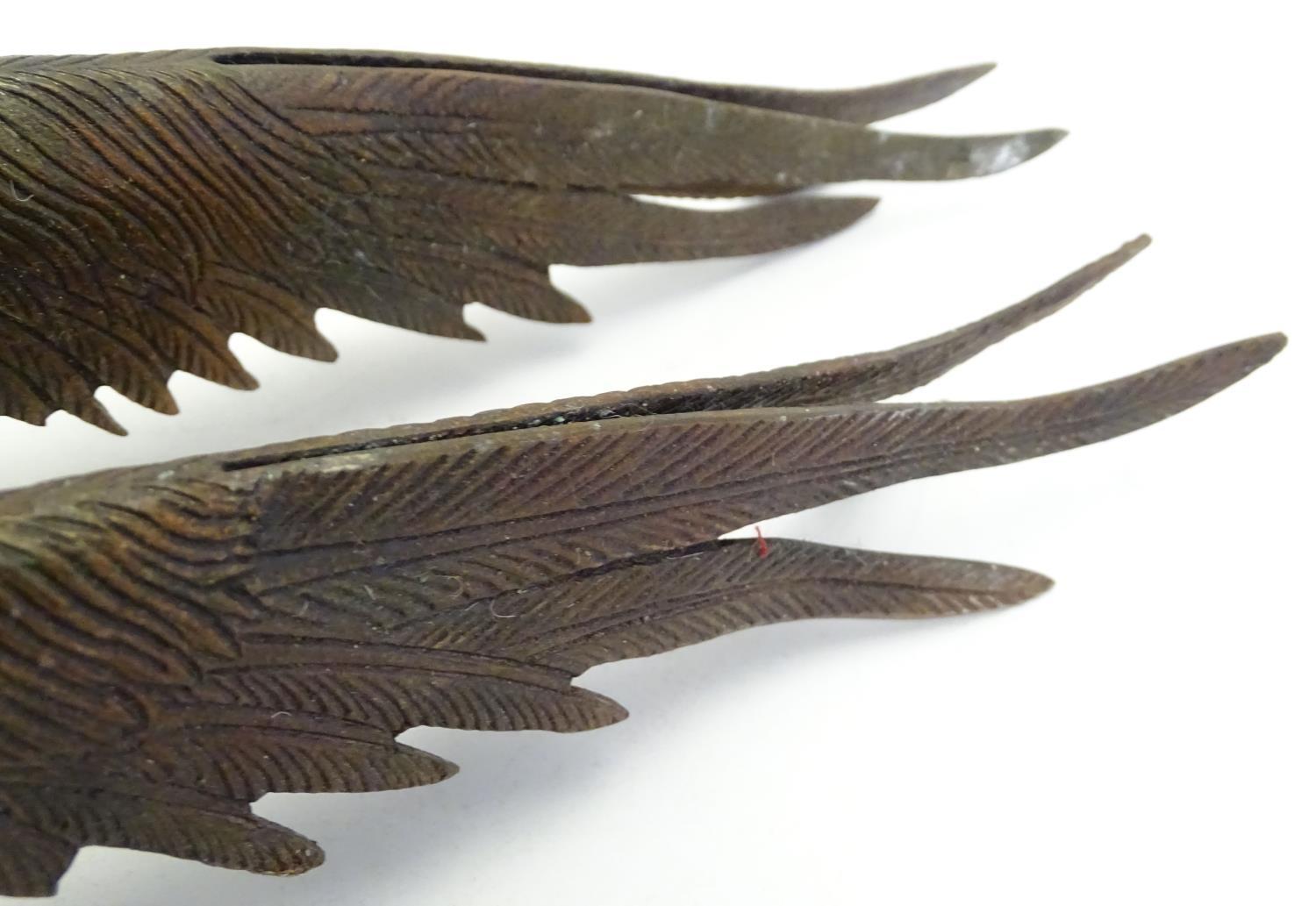 A pair of cast menu holders formed as Lady Amherst pheasants. Largest approx. 11" long Please Note - - Image 3 of 22