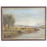 Charles Fisher, XIX-XX, English School, Oil on canvas, A river landscape with cattle / cows