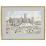 After Dennis Flanders, (1915-1994), Limited edition lithograph no 150/520, Garden party at The