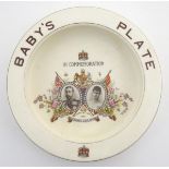 A Devon Ware 1911 Baby?s Plate / bowl commemorating the Coronation of King George V & Queen Mary,