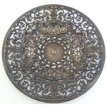 A cast Coalbrookdale charger with pierced Neoclassical style decoration with mythical hippocampi,
