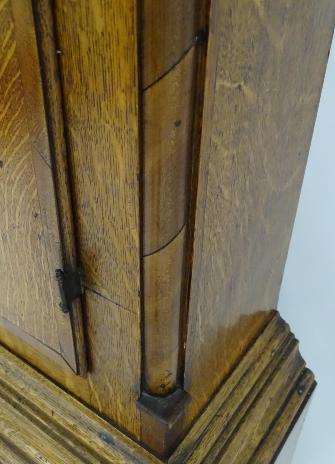 A late 18thC 8 day longcase clock with painted arched enamel dial having rolling moon, the dial - Image 28 of 34