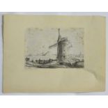 After Rembrandt van Rijn (1606-1669), XIX, Etching, A Dutch landscape with a windmill in the