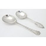 Two silver jam / preserve spoons one hallmarked London 1928 maker Deakin & Francis, the other