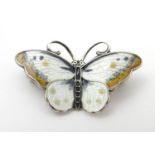 Scandinavian silver Jewellery : A Norwegian silver brooch formed as a Butterfly with guilloche