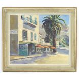Eileen Seyd, XX, Oil on board, Corsican cafe, Chez Francois, Signed lower left. Approx. 19 1/2" x 23