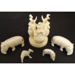 A quantity of late 19thC worked and carved ivory and ivorine items. Largest approx. 3 3/4" high (